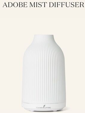 Young Living Adobe Mist Diffuser - Cream White Ribbed Design